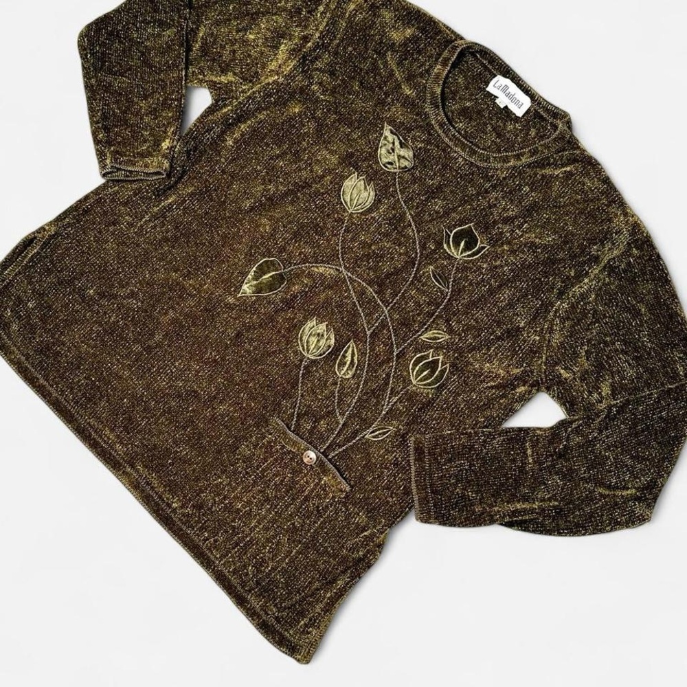 Vintage 90s Knit Sweater, Whimsigoth, Olive Green, Size Larger